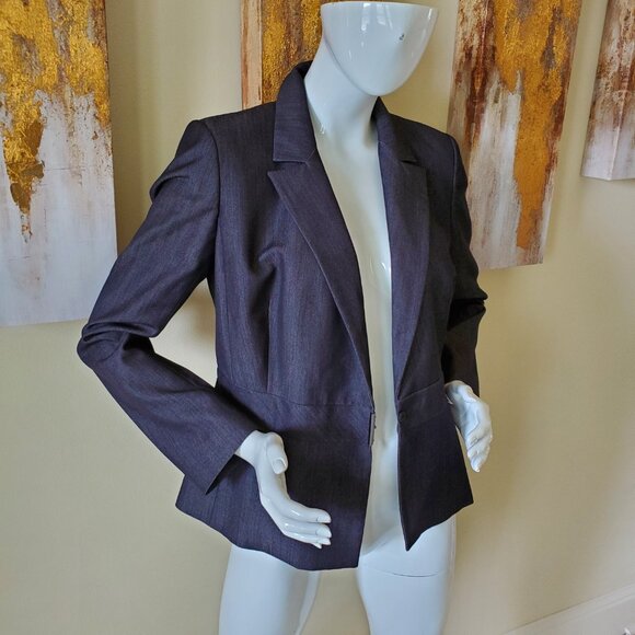 Calvin Klein Black/Gray Button Clasp Long Sleeve Blazer Jacket SZ 6 - Picture 6 of 10